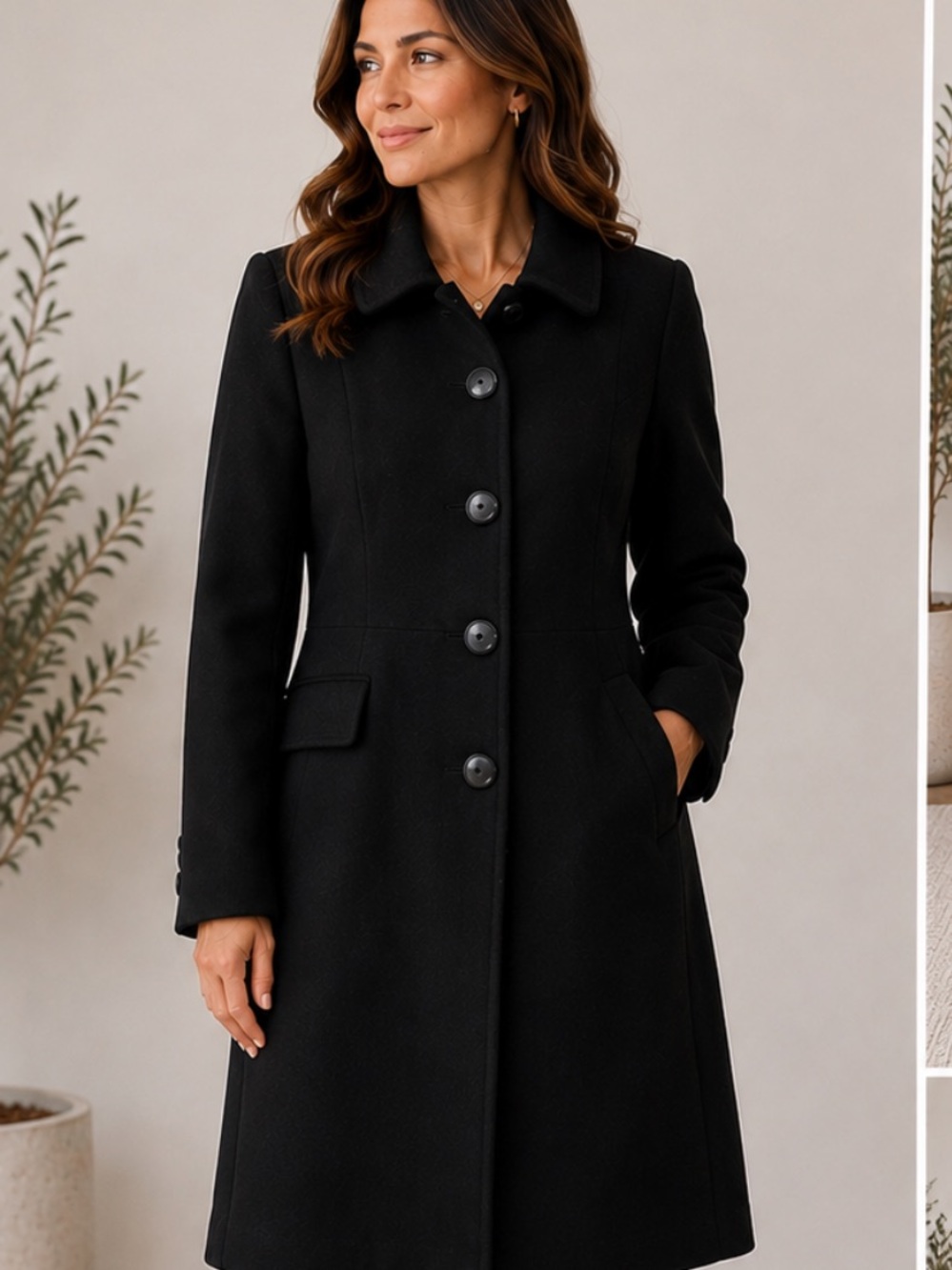 J crew black coat size Small classic, outerwear log money